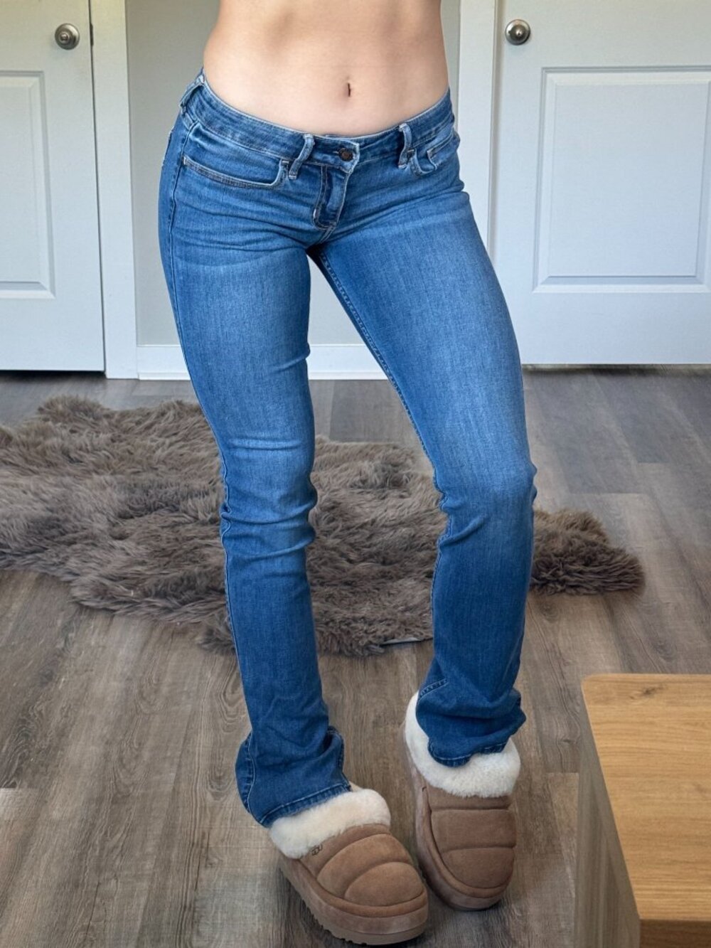 Y2K 2000s Hollister Low Rise Bootcut Jeans Womens 1L Stretch Grunge Denim Blue - Picture 3 of 7